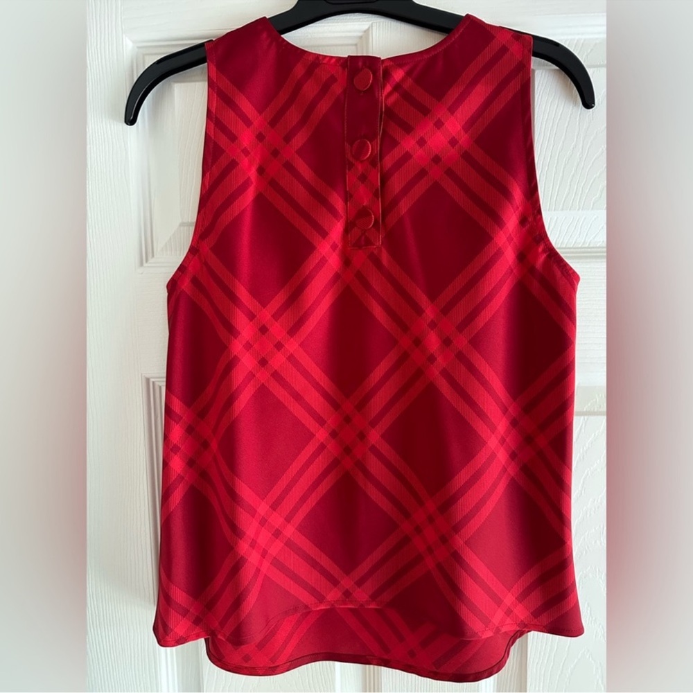 J.Crew Red Plaid Silky Tank | Modern Graphic Print XS - Picture 6 of 8